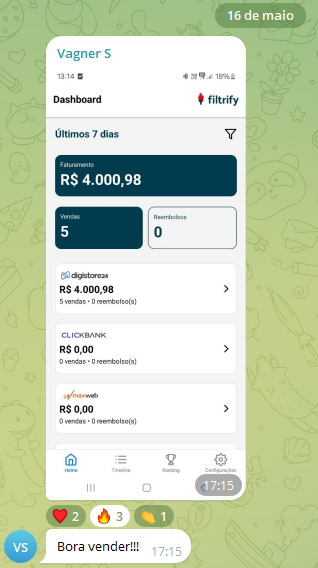 Print de resultado de campanha e vendas